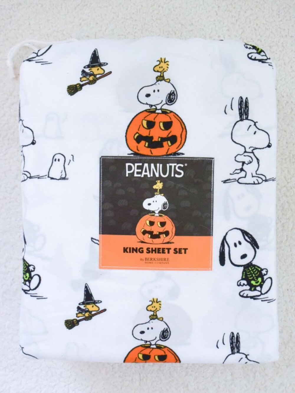 *Peanuts* Berkshire Home Halloween Snoopy Sheets Set - KING - NEW!